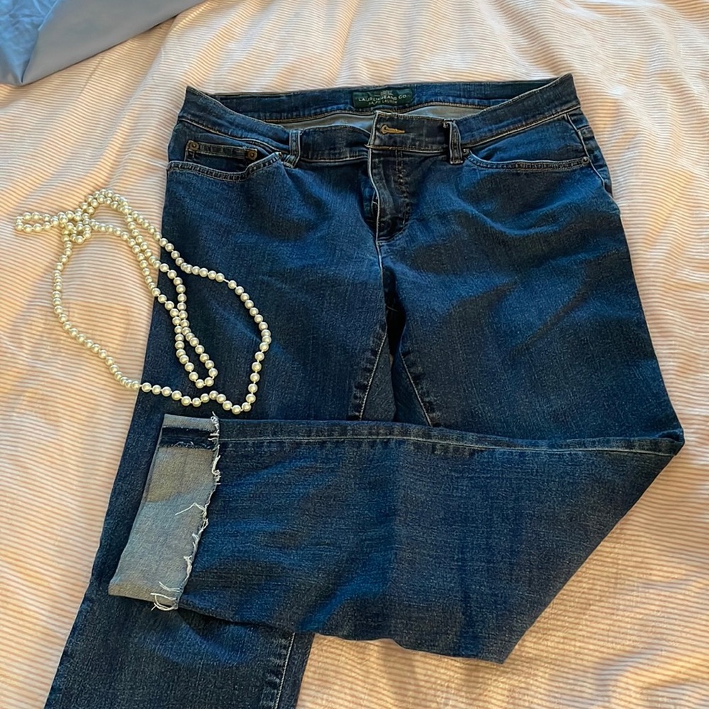 Ralph Lauren modern skinny raw edge ankle jeans